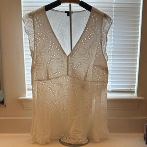 Torrid Cream Embroidered Blouse